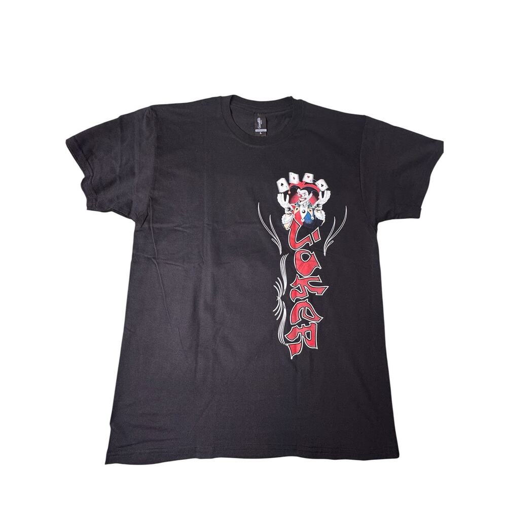 Joker Graphic T-Shirt Black Gambling Cards Dice 8 Ball Clown Mens Tee Large